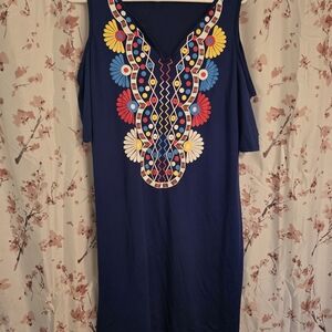 Embroidered Navy Women's Top